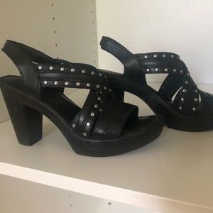 Born black studded heels size 8